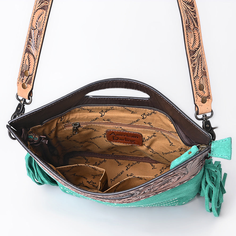 American Darling Crossbody Hand Tooled Genuine Suede Leather Women Bag Western Handbag Purse