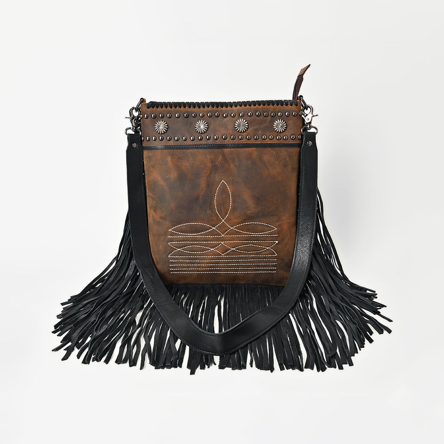 American Darling Vintage Leather Crossbody Bag Studded Conchos Western Stitching