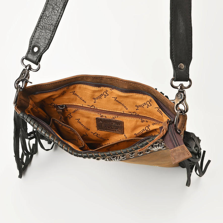 American Darling Vintage Leather Crossbody Bag Studded Conchos Western Stitching