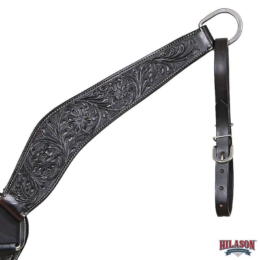 HILASON Western Horse Genuine Leather Breast Collar Tack Hand Tooled Black