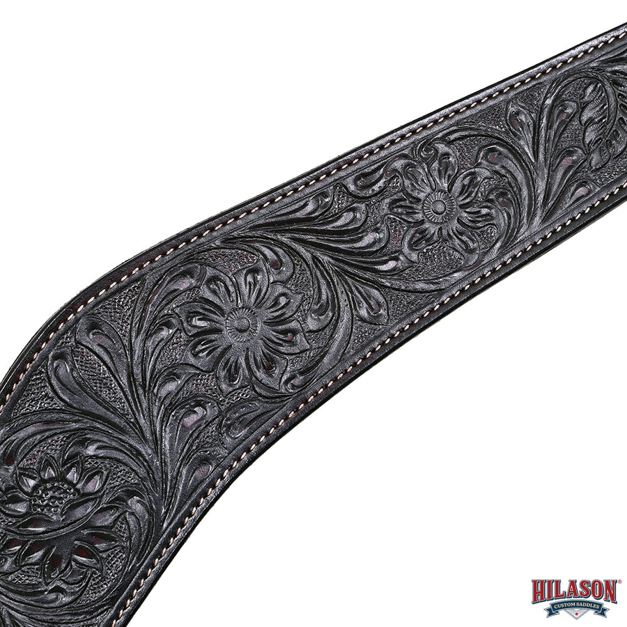 HILASON Western Horse Genuine Leather Breast Collar Tack Hand Tooled Black