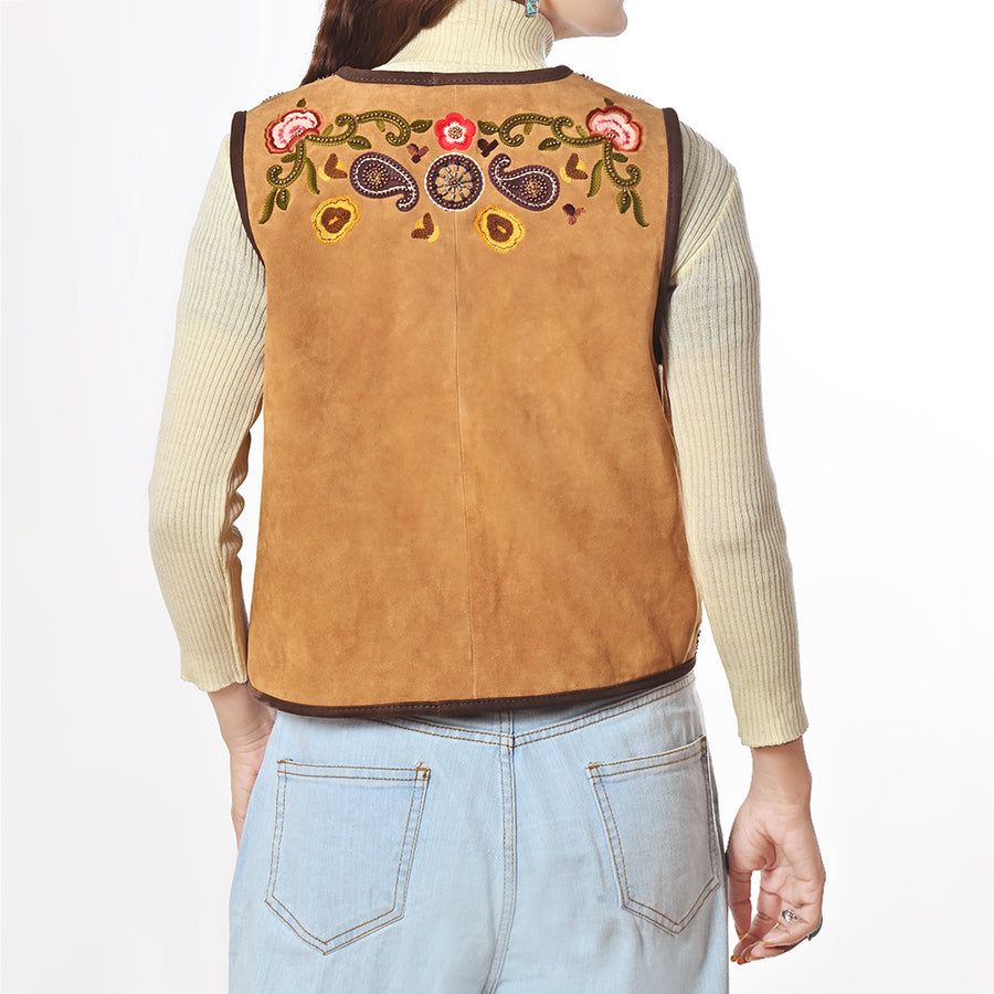 American Darling Western Apparel Embroidered Premium Suede Fabric Handcrafted Heritage Vest for Women