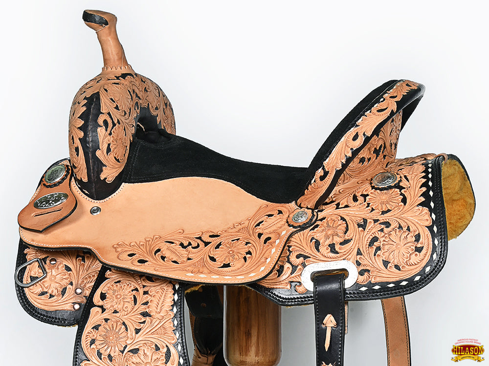 Hilason Western Horse Barrel Racing Trail American Leather Saddle Brown