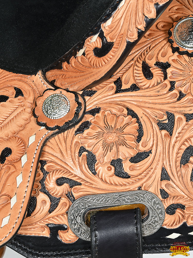 Hilason Western Horse Barrel Racing Trail American Leather Saddle Brown