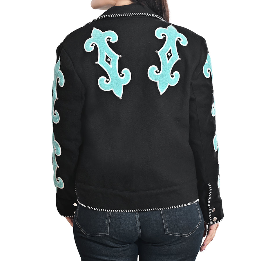 American Darling Western Apparel Embroidered Woolen Fabric Handcrafted Heritage Jacket with Braided Accents for Women