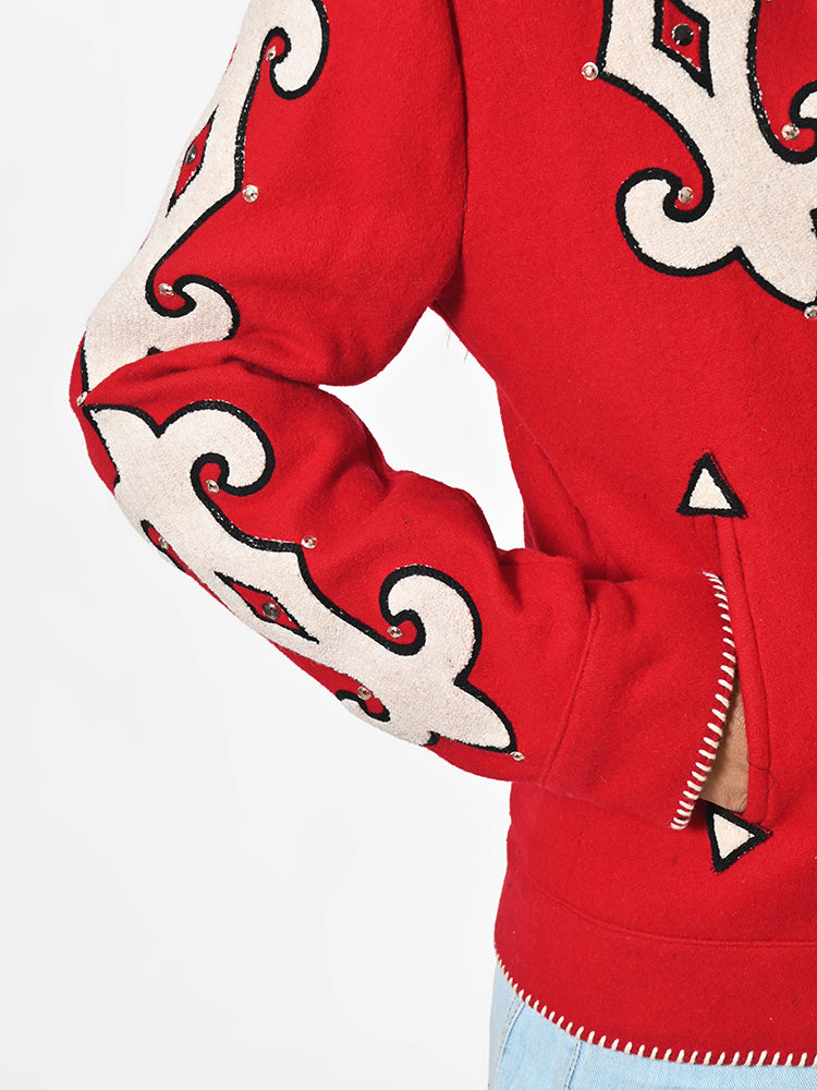 American Darling Western Apparel Embroidered Woolen Fabric Handcrafted Heritage Jacket with Braided Accents for Women