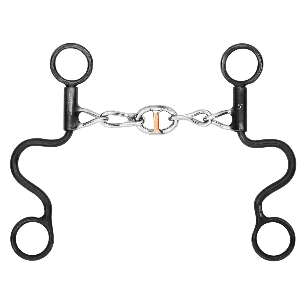 BAR H EQUINE Western Antique Short Shank Bit with Chain Mouthpiece & Copper Inlay