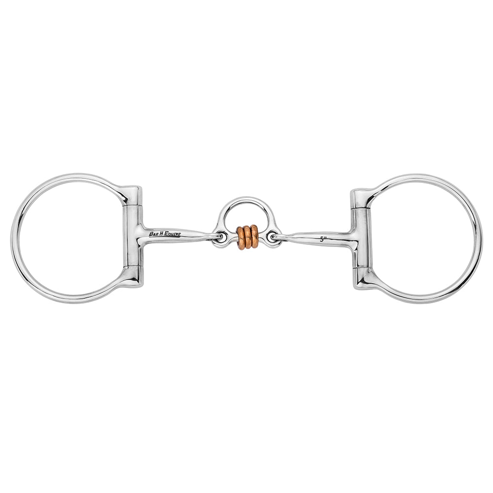 BAR H EQUINE Western D Ring with Copper Roller Dogbone Mouthpiece