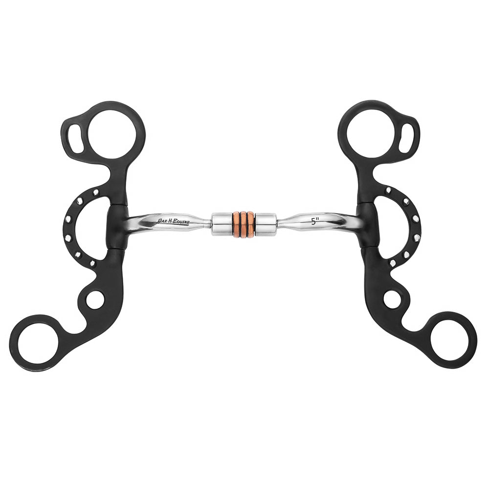 BAR H EQUINE Western Argentine Shank Bit with Comfort Mouthpiece & Copper Rollers