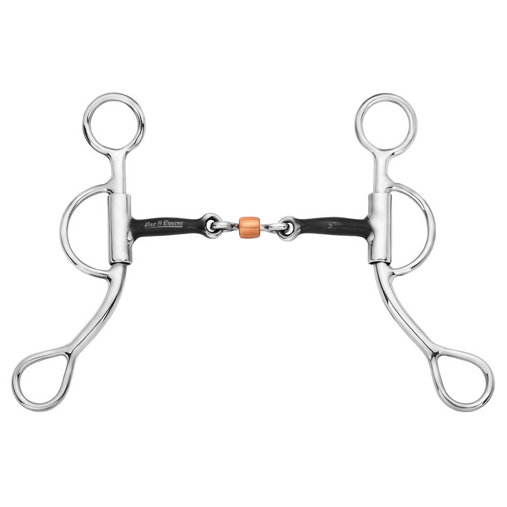 BAR H EQUINE Western Argentine Shank Bit with Three-Piece Copper Roller & Sweet Iron Mouthpiece