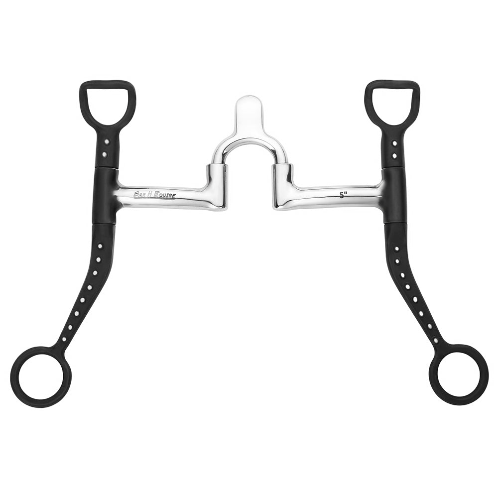 BAR H EQUINE Western Curb Bit with Silver Dotted Shanks & Cathedral Port