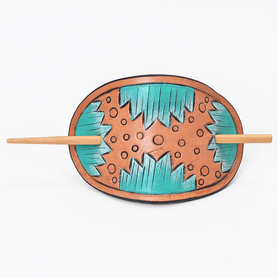American Darling Leather Hair Stick Barrette Aztec Tan Hair Accessories - Uhorse