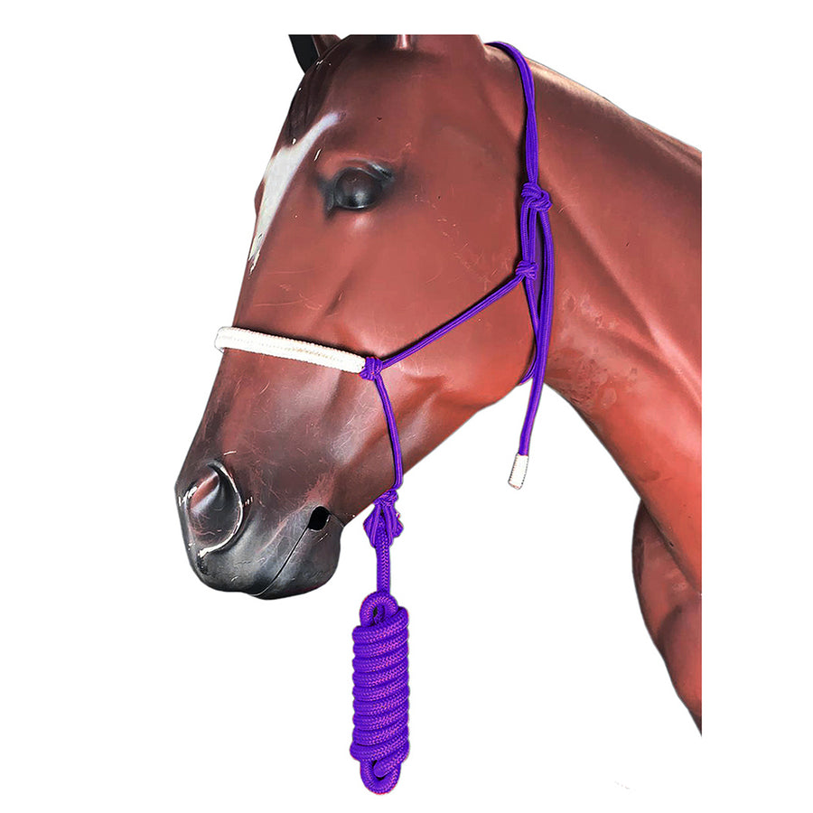 HILASON Western Horse Poly Rope Tied Adjustable Halter 8 Ft Lead White and Purple - Uhorse