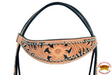 HILASON Western Horse Headstall Genuine American Leather Floral Tan