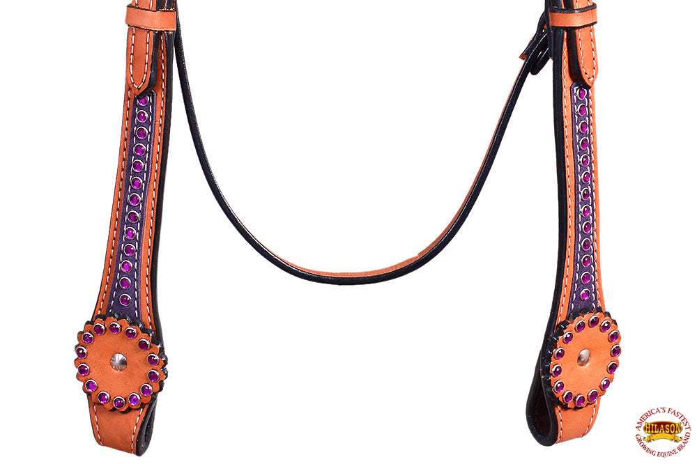 HILASON Western Horse Headstall Genuine American Leather Tan