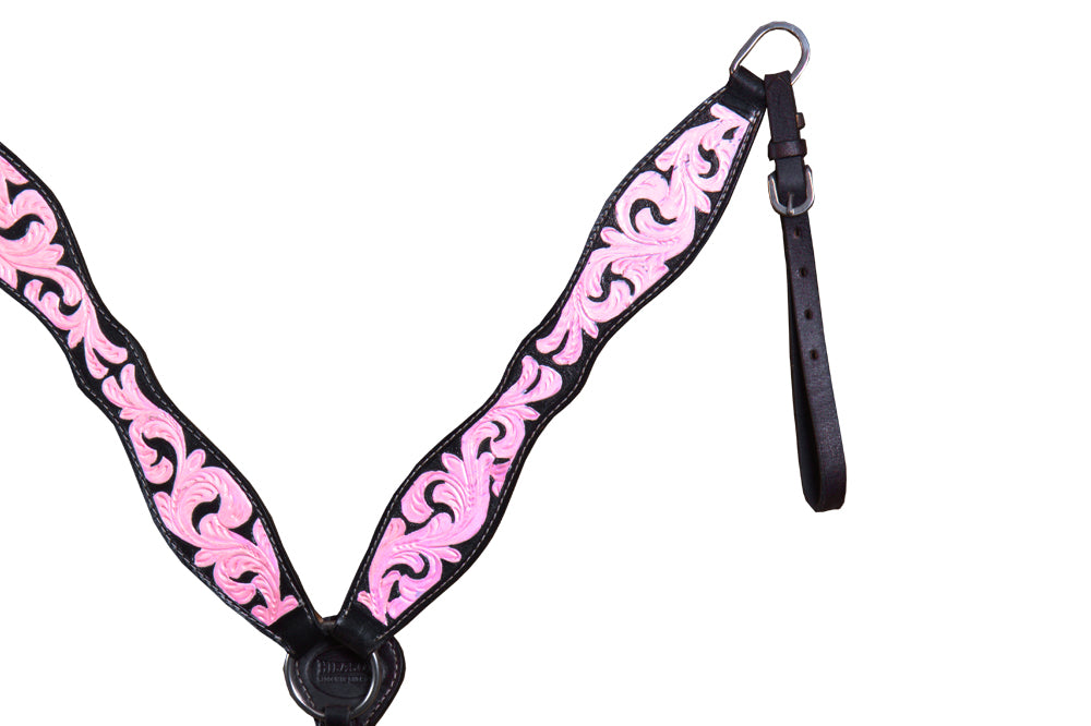 HILASON Western Horse American Leather Headstall & Breast Collar Set Tack Black