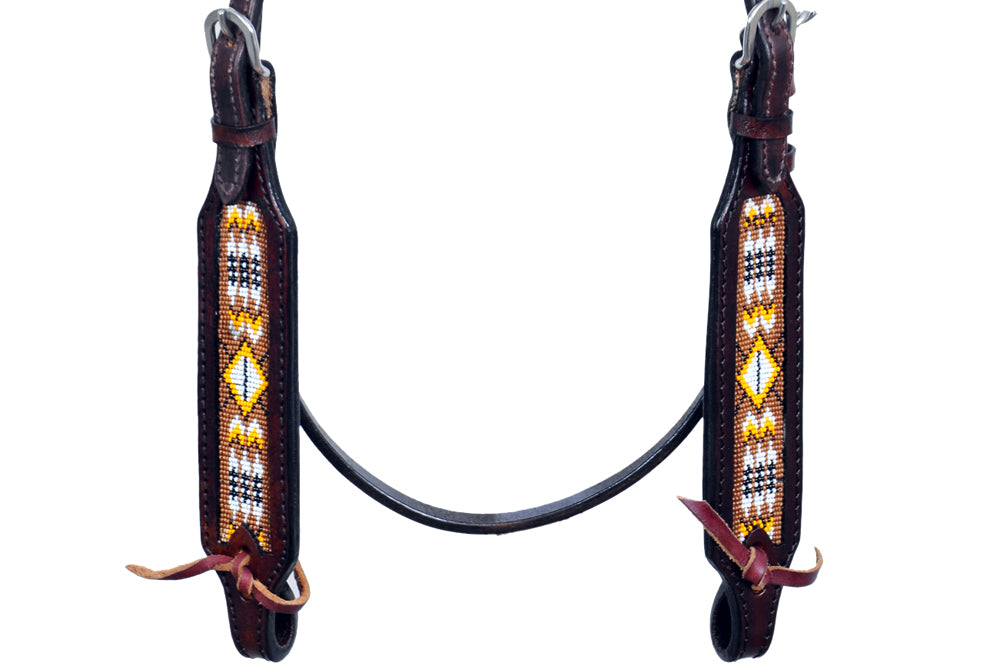 HILASON Western Horse Leather Headstall & Breast Collar Set Black Beaded
