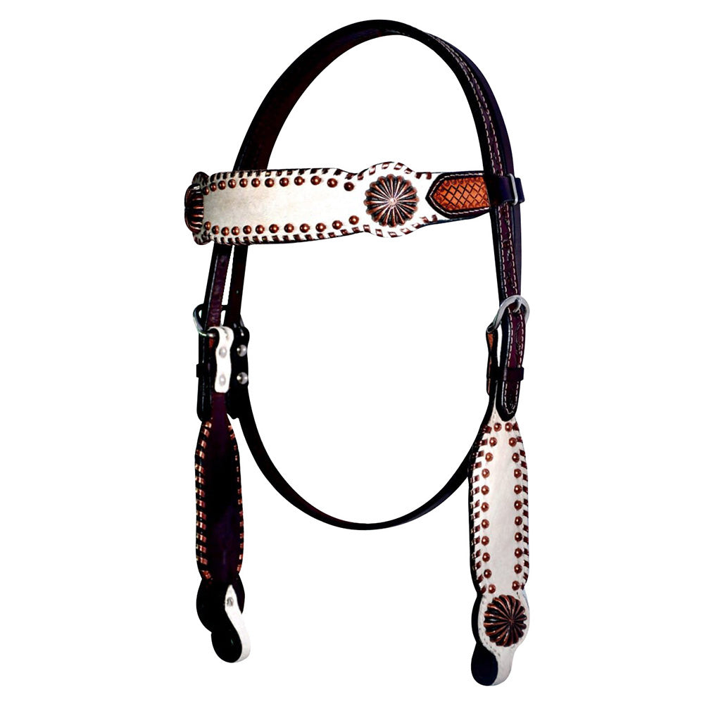 Bar H Equine American Leather Horse Saddle Tack Headstall Brown