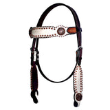 Bar H Equine American Leather Horse Saddle Tack Headstall Brown