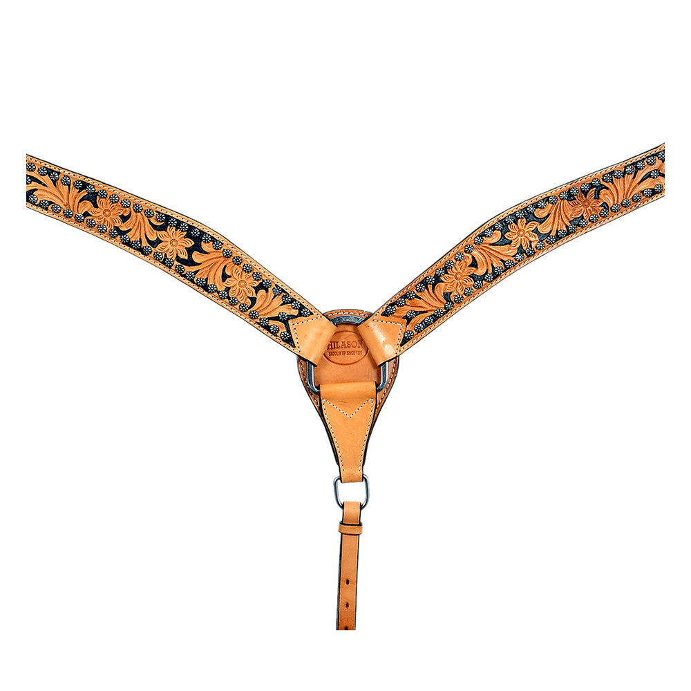 Hilason Western Horse Breast Collar Handtooled American Leather Tan