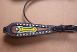 HILASON Western Horse Headstall Tack Genuine American Leather Hand Painted