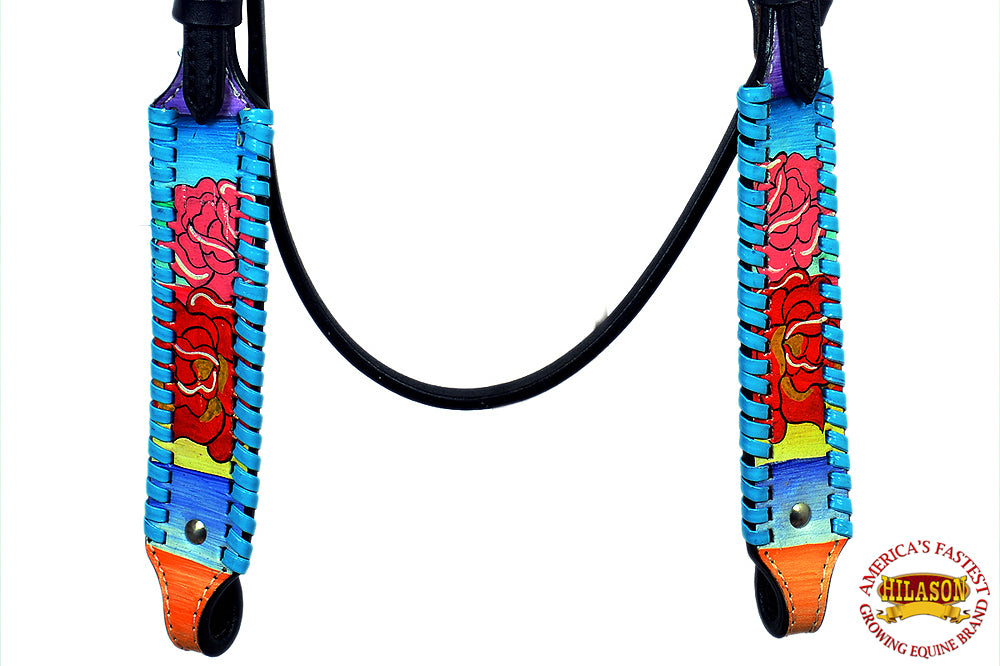 HILASON Western Horse Headstall Tack Genuine American Leather Black