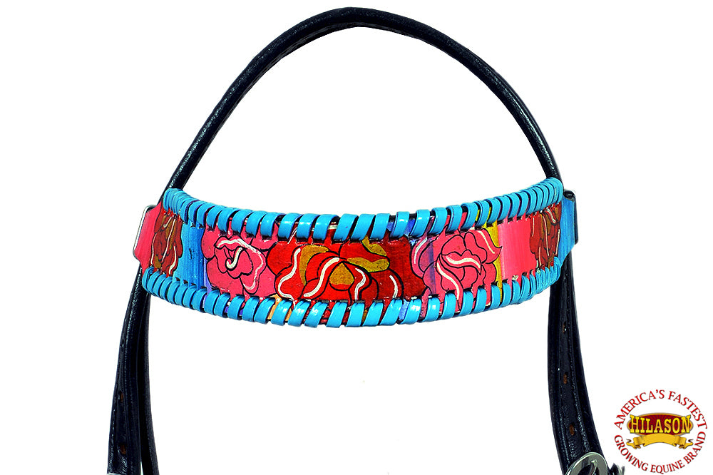 HILASON Western Horse Headstall Tack Genuine American Leather Black