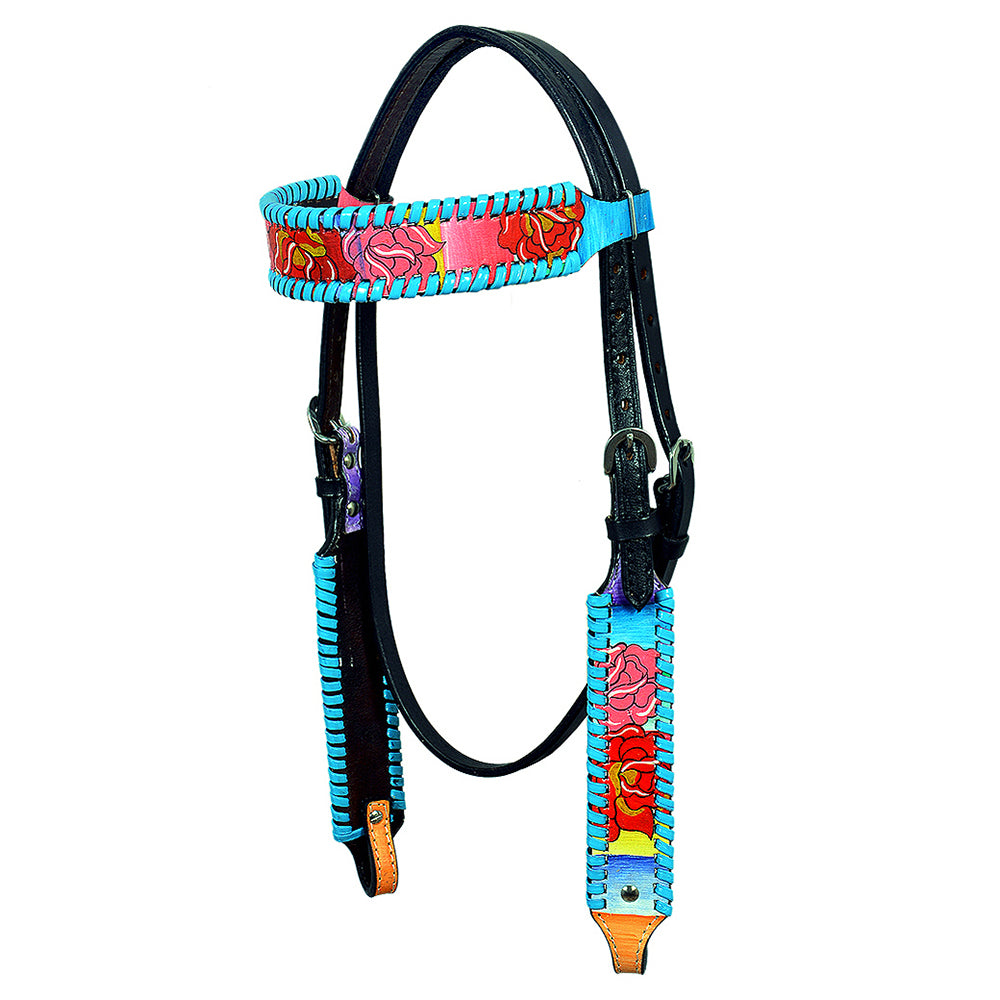 HILASON Western Horse Headstall Tack Genuine American Leather Black