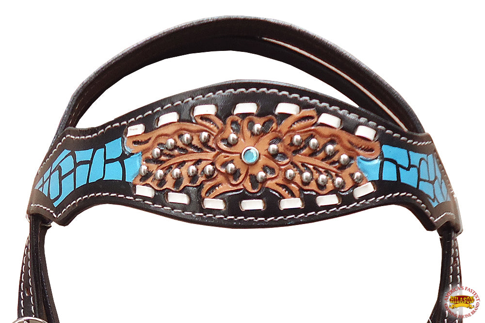 HILASON Western Horse Headstall Tack Genuine American Leather Black