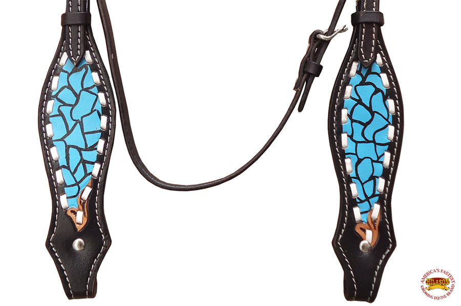 HILASON Western Horse Headstall Tack Genuine American Leather Black