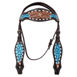 HILASON Western Horse Headstall Tack Genuine American Leather Black