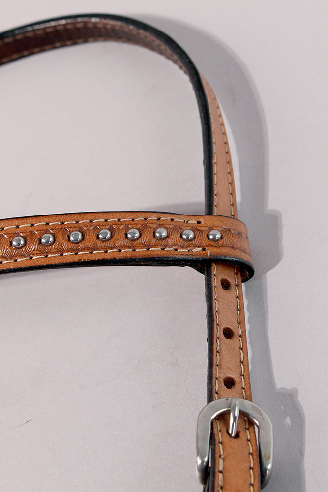 Hilason Western Horse Hand Tooled Genuine Leather Headstall Tan