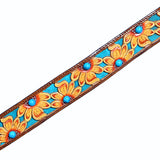 HILASON Western Horse Leather Headstall & Breast Collar Set Brown Sunflower