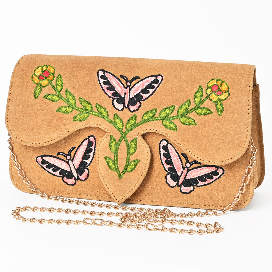 American Darling Western Embroidered Genuine Suede Cross body Bag - Longhorn Motif - Uhorse