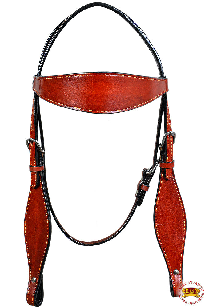 HILASON Western Horse Headstall & Breast Collar Set Tack Genuine American Leather Plain Mahogany