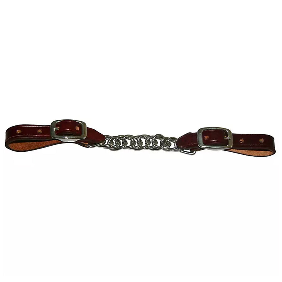 5/8" HILASON Western Latigo Leather Flat Twisted Curb Chain Strap Burgundy - Uhorse