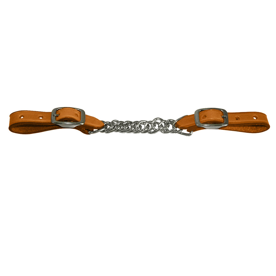5/8" HILASON Western Latigo Leather Flat Twisted Curb Chain Strap Chestnut - Uhorse