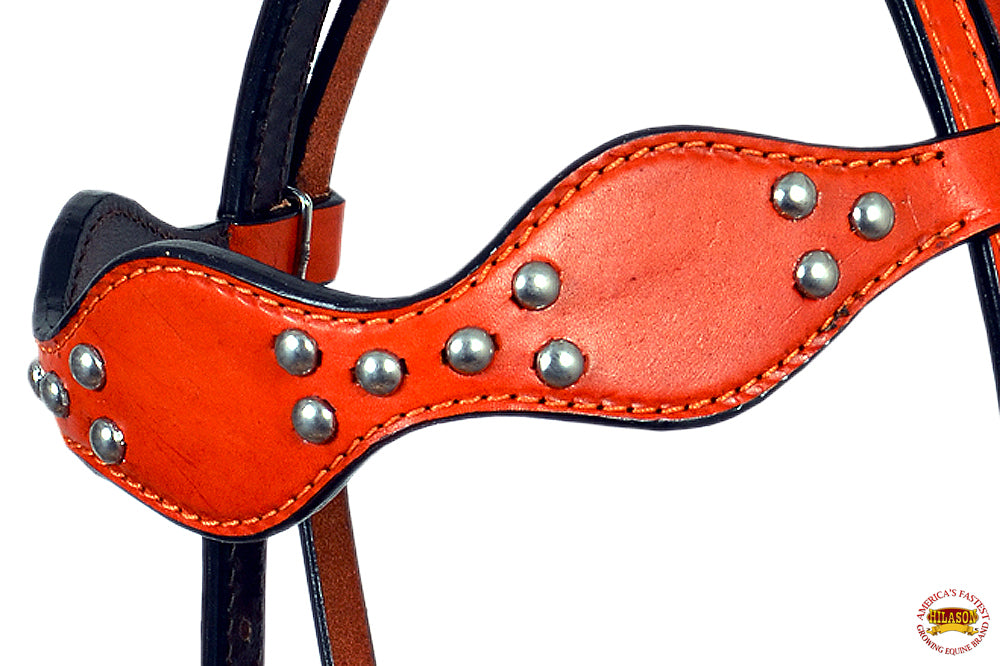 HILASON Western Genuine Leather Horse Headstall Tack Mahogany