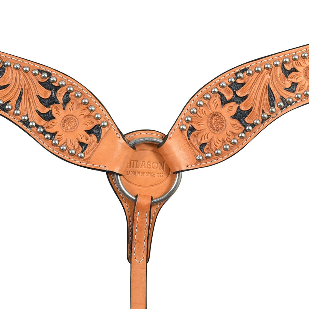 HILASON Western Genuine Leather Horse Breast Collar Tack Tan Floral