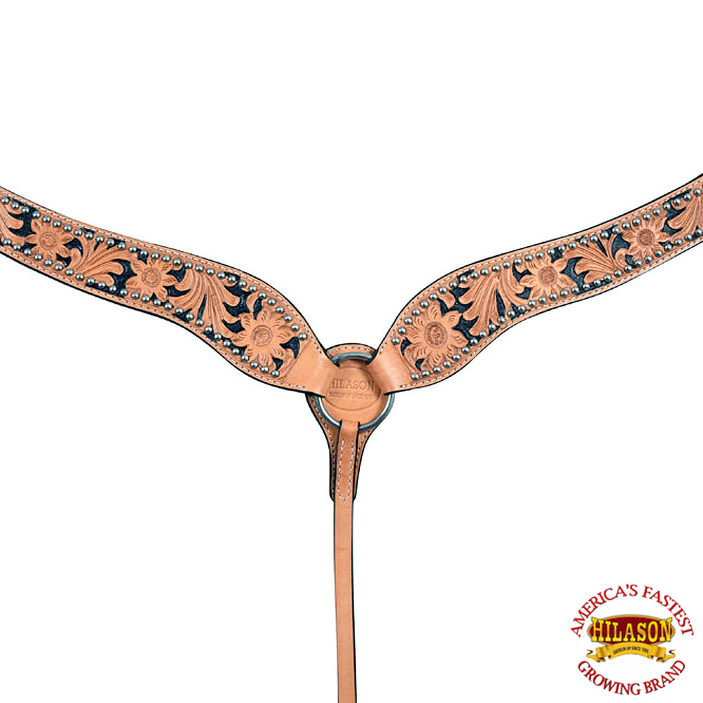HILASON Western Genuine Leather Horse Breast Collar Tack Tan Floral