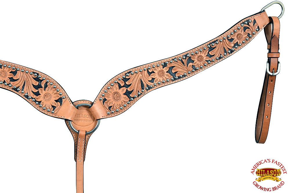 HILASON Western Genuine Leather Horse Breast Collar Tack Tan Floral