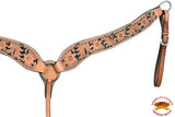 HILASON Western Genuine Leather Horse Breast Collar Tack Tan Floral