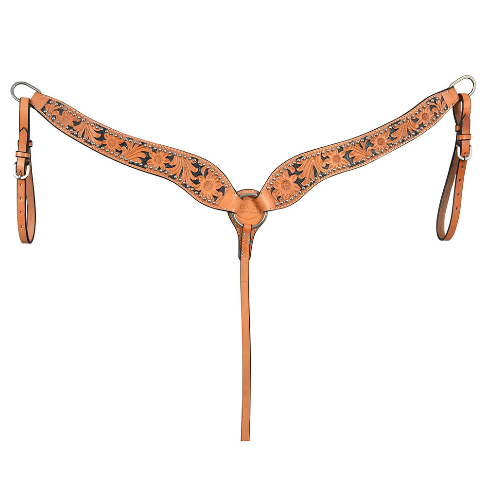 HILASON Western Genuine Leather Horse Breast Collar Tack Tan Floral