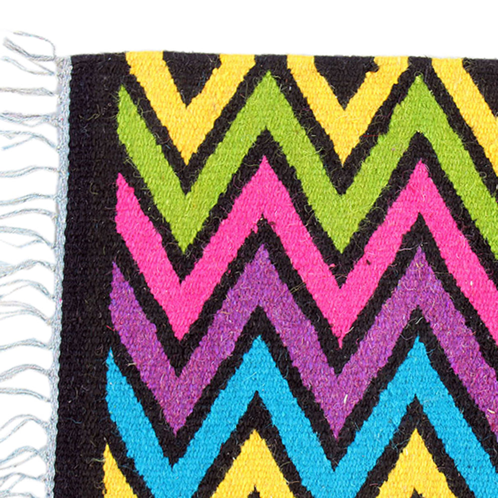 HILASON Handmade New Zealand Wool Table Mat Vibrant Chevron Zigzag Design