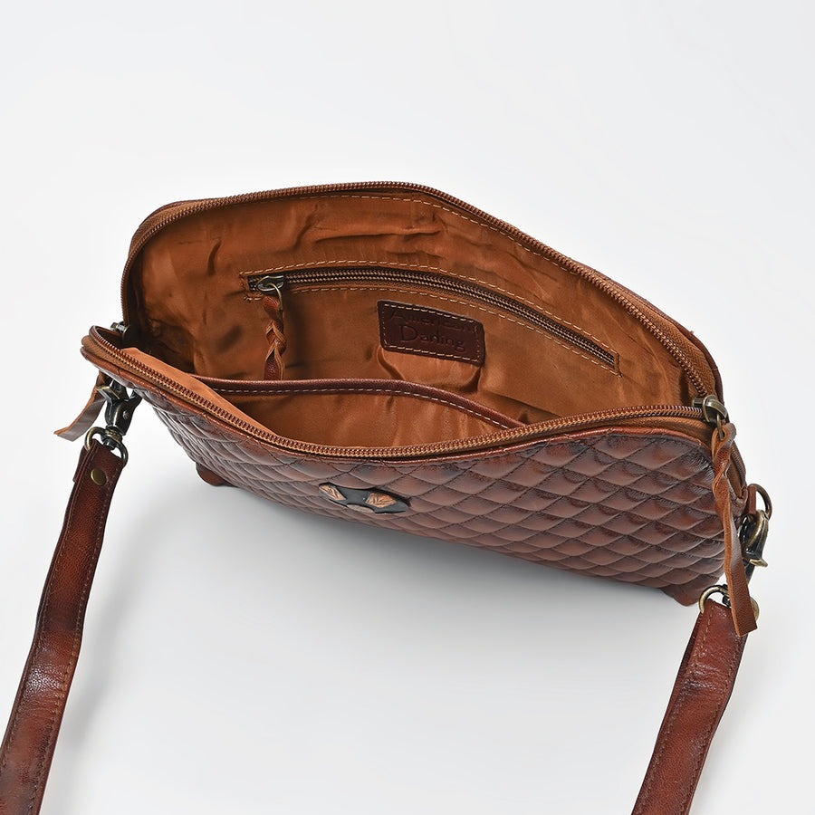American Darling Woven Leather Crossbody Bag for Women, Western Shoulder Purse with Adjustable Strap Brown