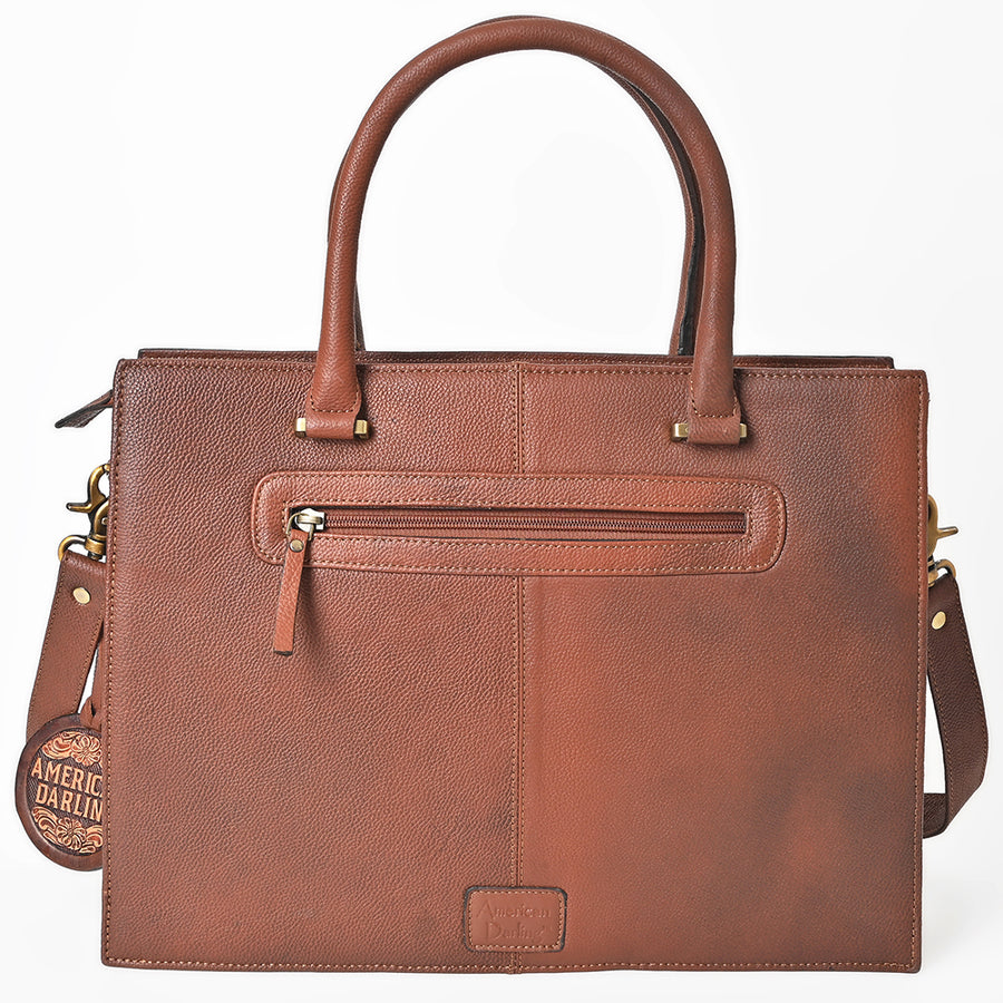 American Darling Tote Bag for Women, Hand Tooled Floral Leather & Hair-On Cowhide, Western Purse with Concho & YKK Zipper