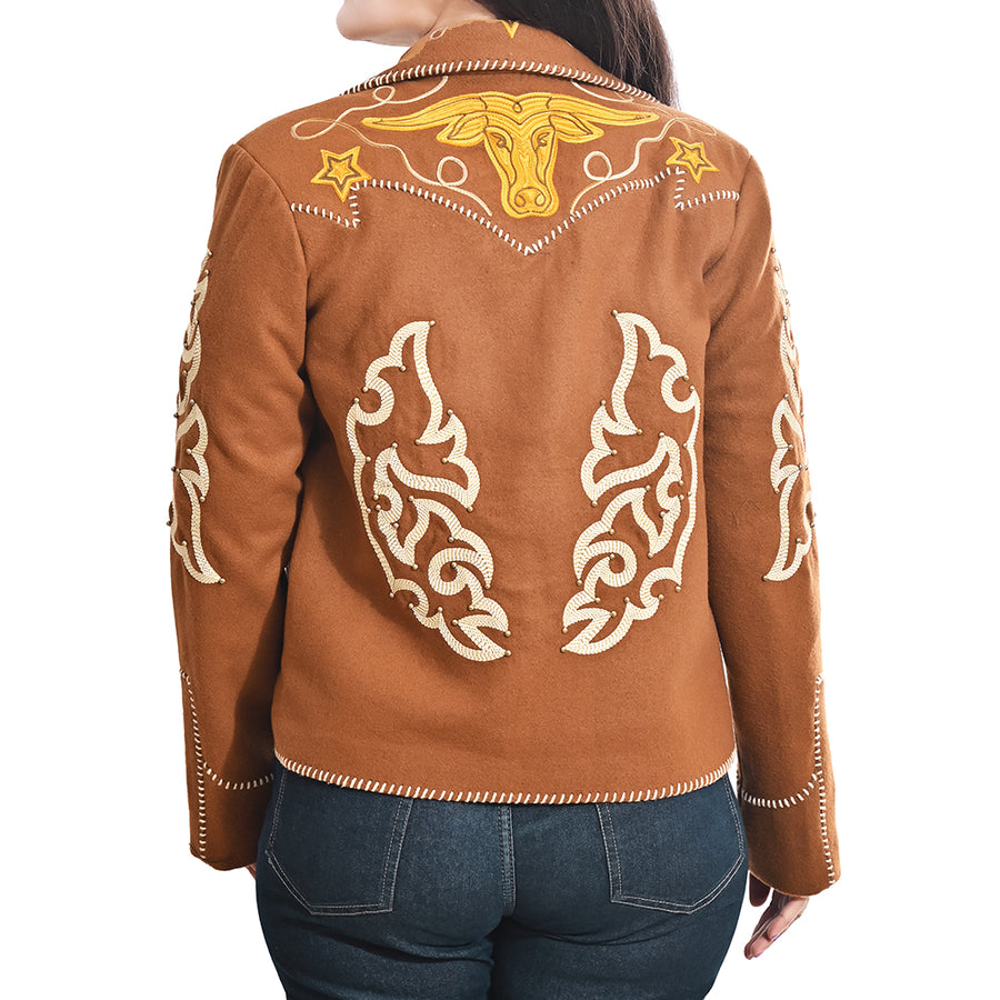 American Darling Western Apparel Embroidered Woolen Fabric Handcrafted Heritage Jacket with Braided Accents for Women