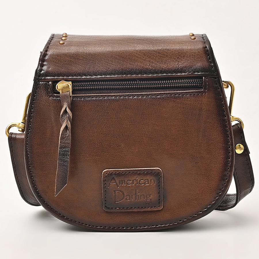American Darling Western Cross body Bag Rivetted Genuine Full Grain Leather Handcrafted Purse with Equestrian Bit Detail