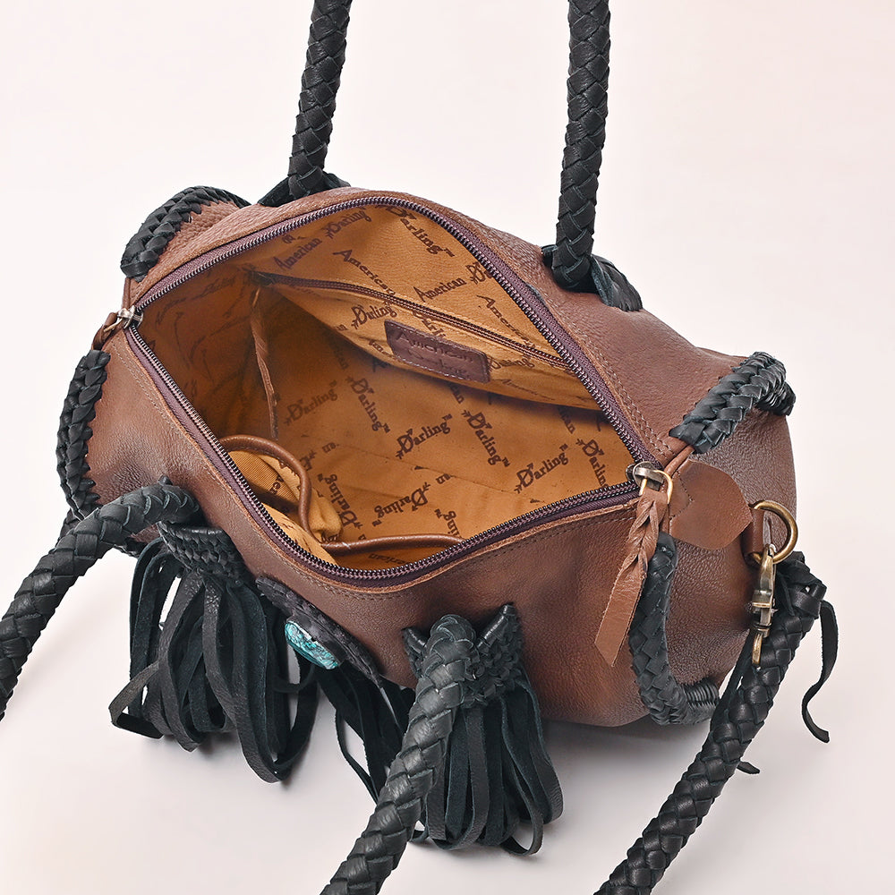 American Darling Duffel Hair on Genuine Leather Western Women Bag | Handbag Duffle Weekend Travel Bags for