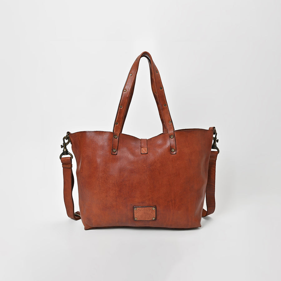 Spaghetti Western Genuine Full Grain Leather Tote Bag for Women Large Shoulder Handbag with Adjustable Strap